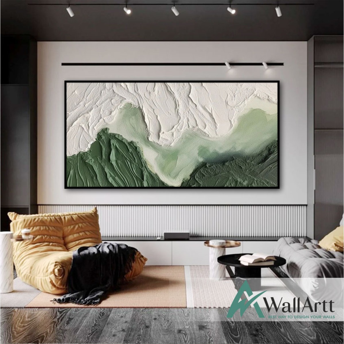 Green Coastline 3d Heavy Textured Partial Oil Painting